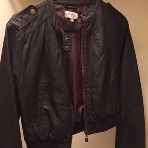 Charlotte Russe Cropped leather bomber